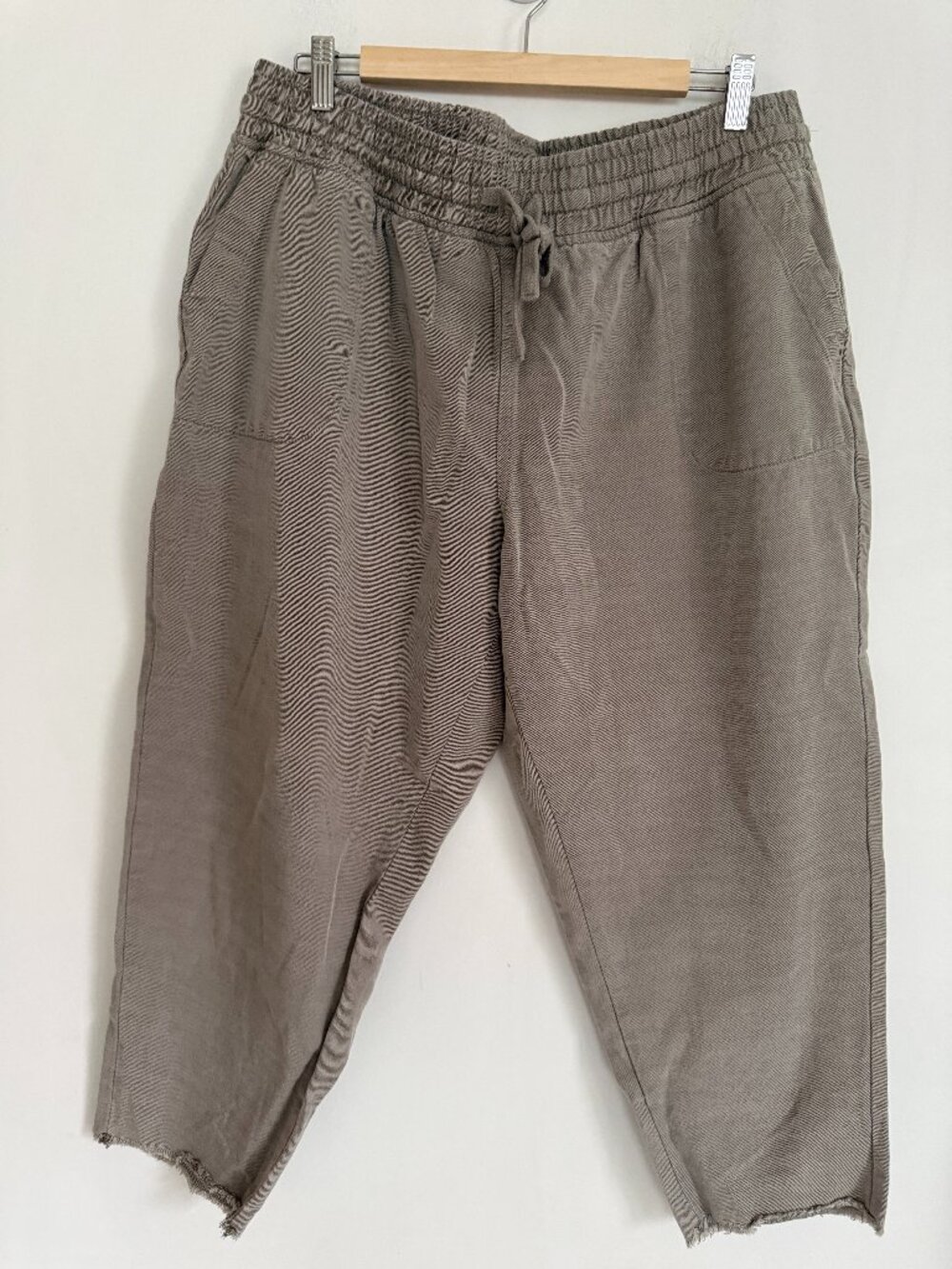 Dex Plus Cropped Jogger Pants Women's 1X Tencel Frayed Hem Grey